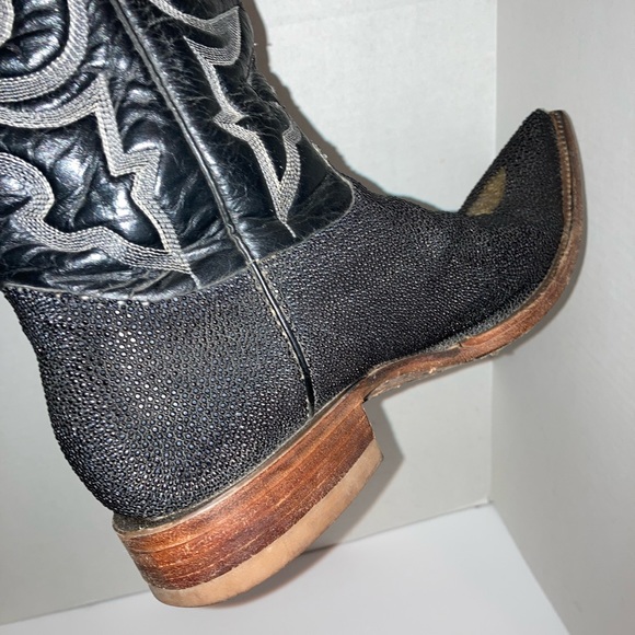 Vintage Western Cowboy Boots Pointy Toes Heels Men's Black Size 7 Conya Leon - Picture 2 of 16